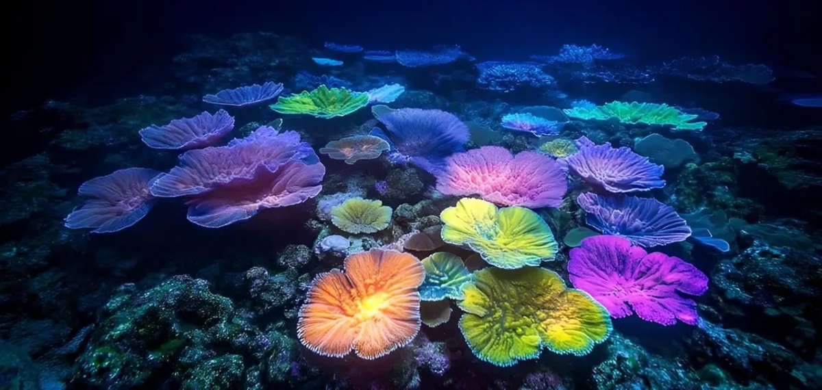 Night diving biofluorescence