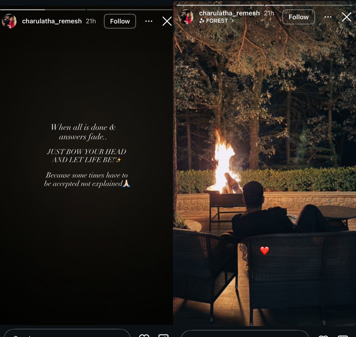 charulatha remesh's previous Instagram Story about Sanju Samson