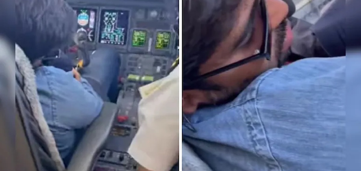 കോക്ക്പിറ്റിൽ ഉറങ്ങുന്ന വിമാനക്കമ്പനി ഉടമ, വീഡിയോ പങ്കുവച്ച് അജിത് പവാറിന്റെ മകൻ
