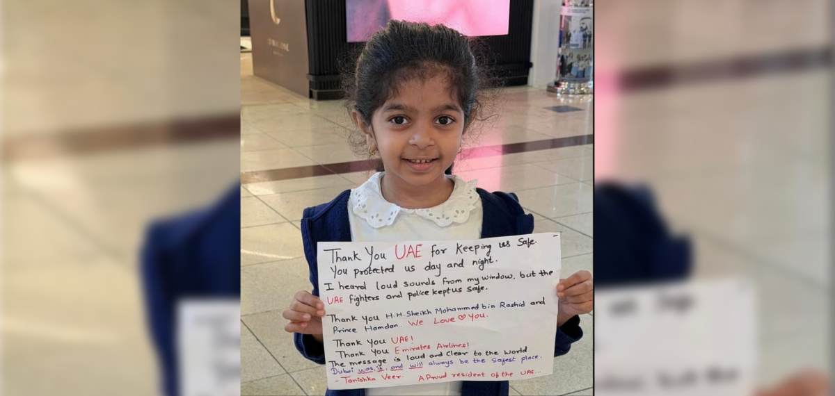 ദുബായ്ക്ക് സ്നേഹം നിറഞ്ഞ യാത്രാമൊഴി; സുരക്ഷയൊരുക്കിയ ഭരണാധികാരികൾക്ക് ഹൃദ്യമായ സന്ദേശവുമായി ഇന്ത്യൻ ബാലിക