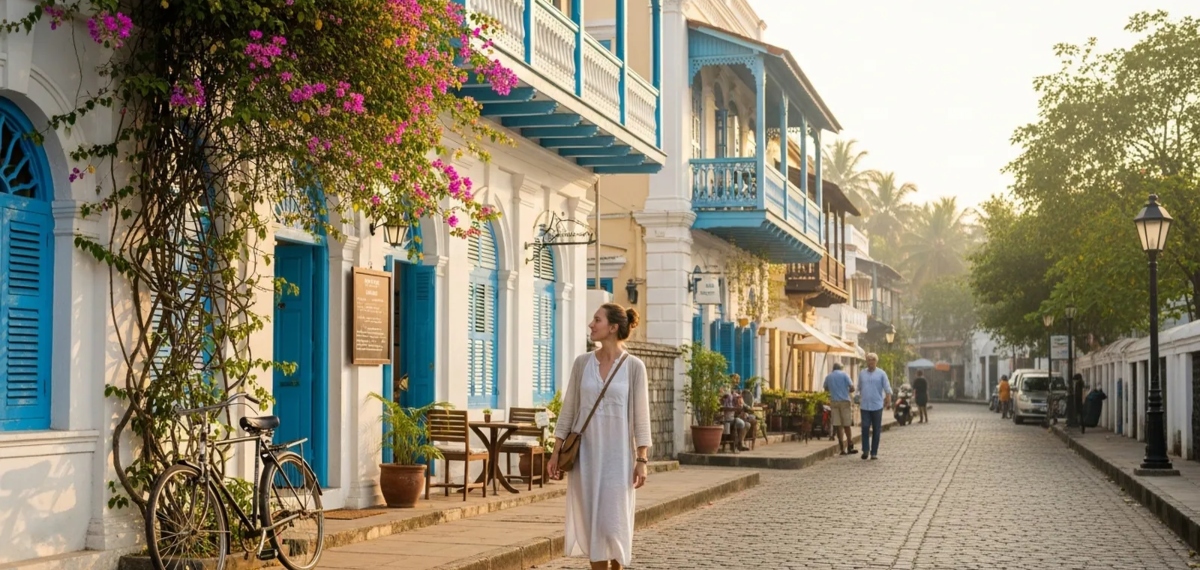 Woman traveller in Pondicherry