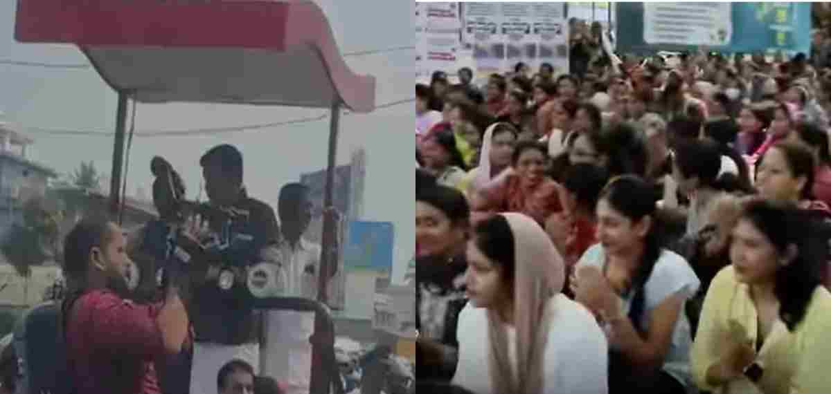 മന്ത്രി മുഹമ്മദ് റിയാസിനെ കൂക്കിവിളിച്ച് കോഴിക്കോട് സമരം നടത്തുന്ന നഴ്‌സുമാര്‍