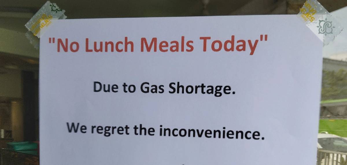 no lunch meals due to gas shortage