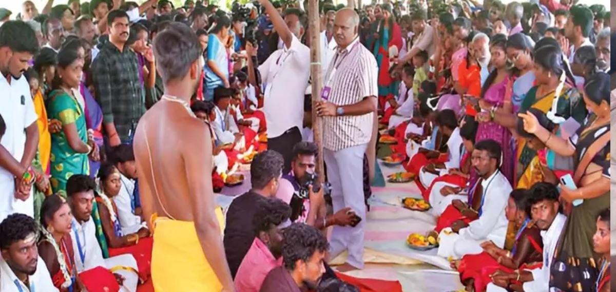 850 യുവതീയുവാക്കള്‍ക്ക് പുതുജീവിതമേകി പാടന്തറ മര്‍ക്കസ് സമൂഹ വിവാഹം; 34 പേരുടെ മാംഗല്യം മാരിയമ്മന്‍ കോവിലില്‍