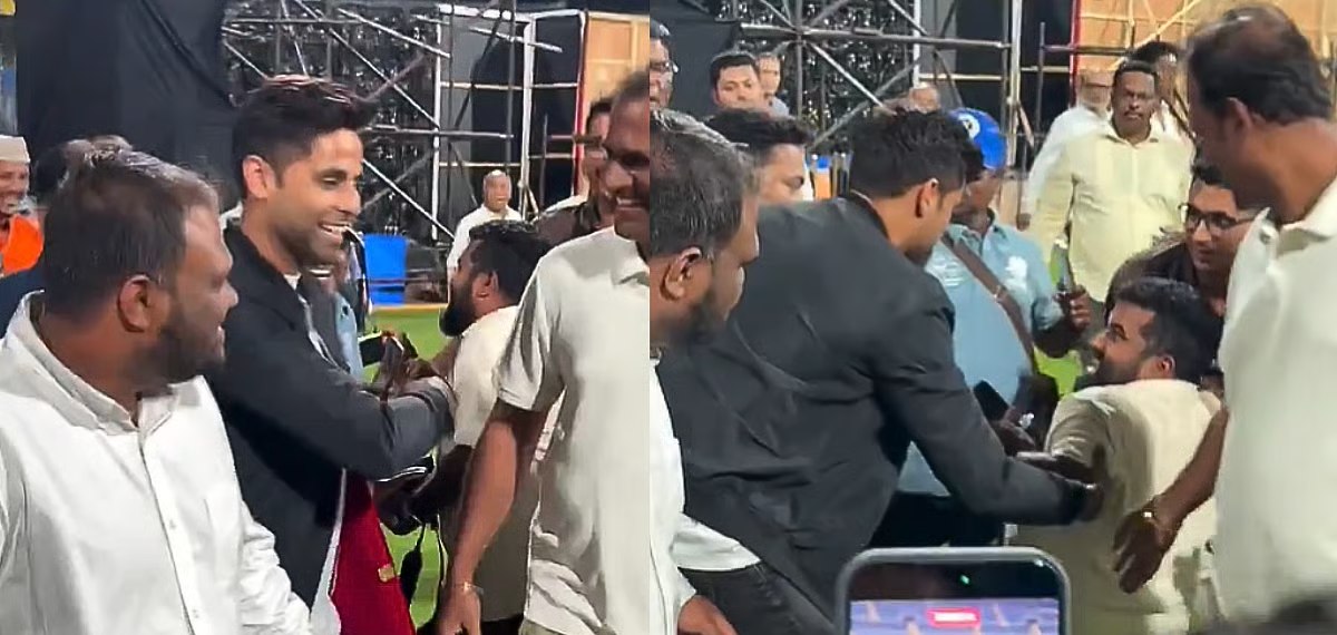 വീണുപോയ ക്യാമറാമാനെ പിടിച്ചെഴുന്നേൽപ്പിച്ച് സൂര്യകുമാർ യാദവ്; വാംഖഡെയിൽ ഹൃദയം കീഴടക്കി താരം