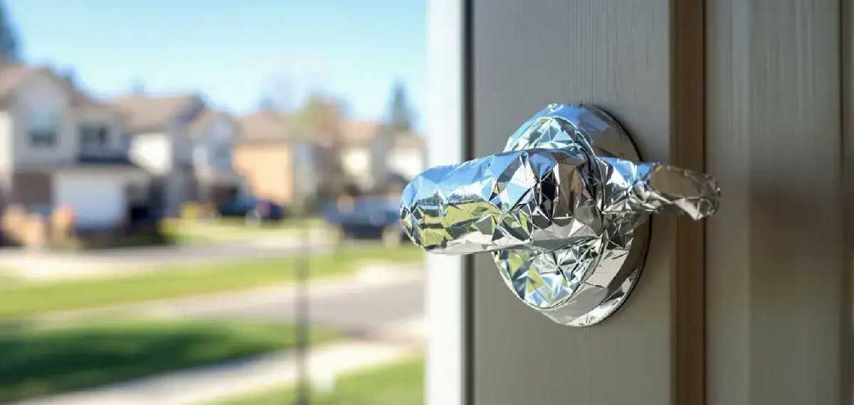 wrap door knobs with aluminium foil