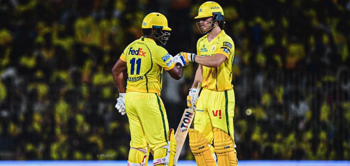 സഞ്ജു ടോപ് സ്കോറർ; മാത്രെയും ബ്രെവിസും തിളങ്ങി; കൊൽക്കത്തയ്ക്കെതിരെ 200 കടക്കാതെ ചെന്നൈ