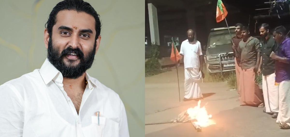 വടകരക്ക് പിന്നാലെ കുറ്റ്യാടിയിലും BJPയിൽ പരസ്യ പ്രതിഷേധം; ജില്ലാ പ്രസിഡന്റ് പ്രഫുല്‍ കൃഷ്ണന്റെ കോലം കത്തിച്ചു