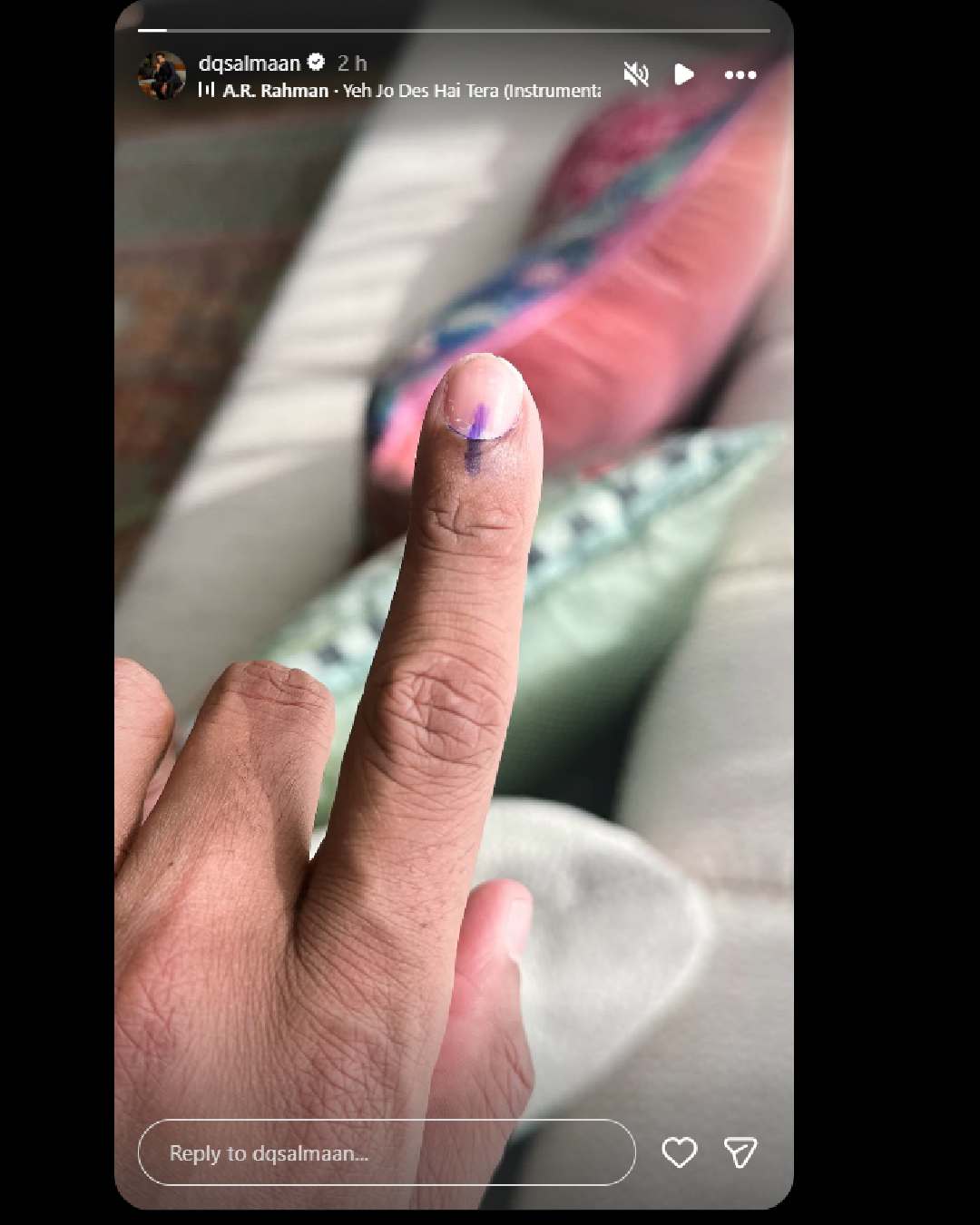 Dulquer Salmaan shares picture of casting vote in Tamilnadu elections 2026