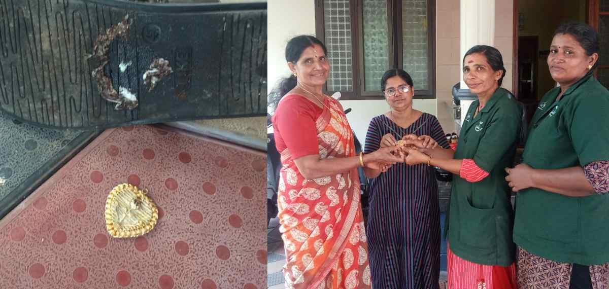 ചെരുപ്പിനടിയിലെ ബബിൾഗത്തിൽ ഒട്ടിപ്പിടിച്ച് സ്വർണത്താലി, തിരികെ നൽകി ഹരിതകർമസേന അംഗങ്ങൾ; അഭിനന്ദന പ്രവാഹം