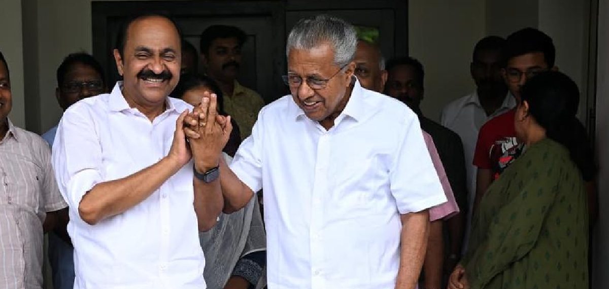 Chief Minister V D Satheesan meets Opposition leader Pinarayi Vijayan at his residence in Thiruvananthapuram 