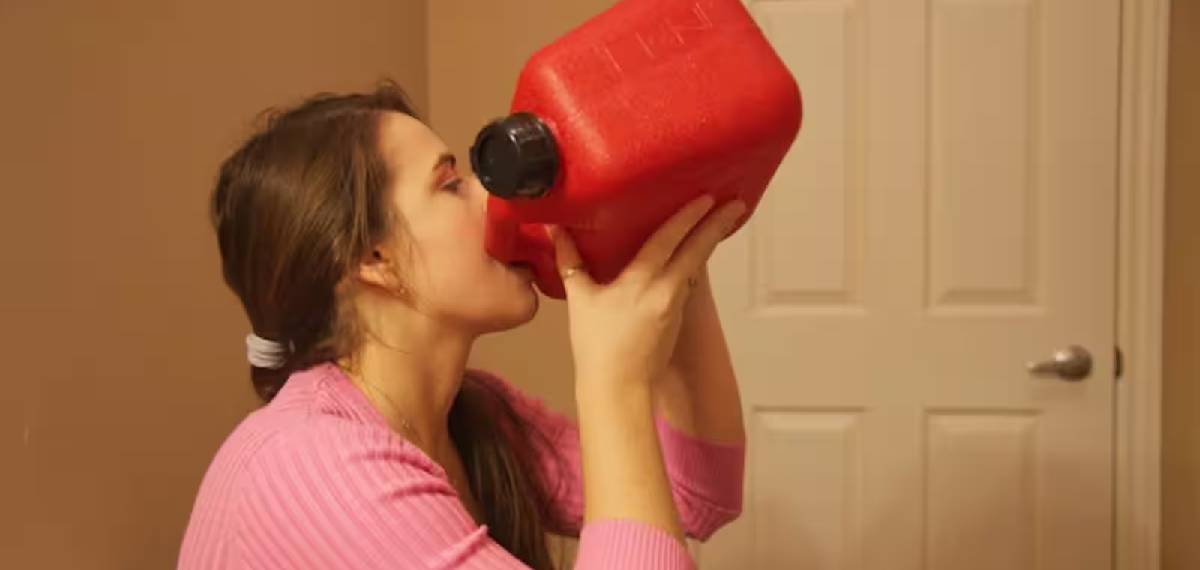 girl drinking petrol