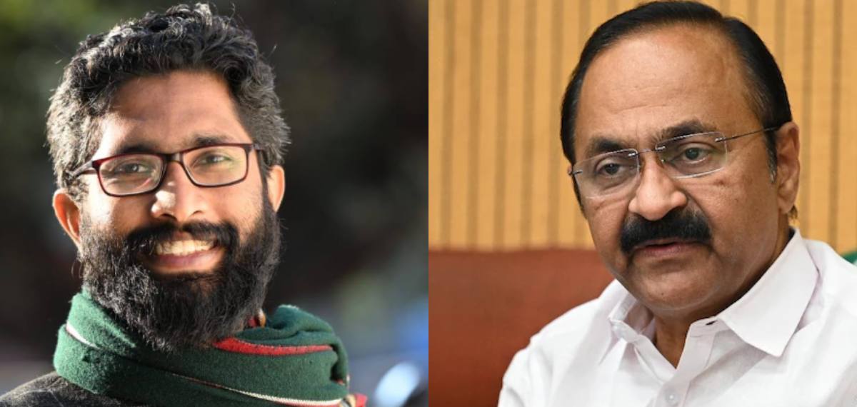 'സതീശന്റെ മറുപടി ഡീകോഡ് ചെയ്യാൻ മുഖഭാവ വിദഗ്ധനെ നിയമിക്കുന്നത് നല്ലതായിരിക്കും'; മൗനത്തിൽ പരിഹസിച്ച് ആദർശ്