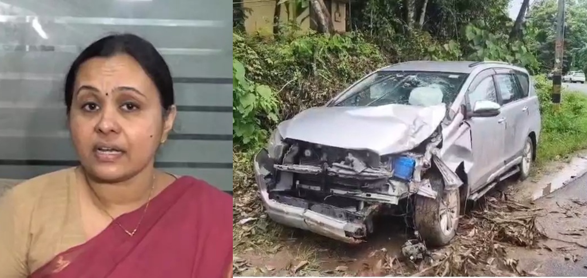 മുൻ മന്ത്രി വീണാ ജോർജും കുടുംബവും സഞ്ചരിച്ചിരുന്ന വാഹനം അപകടത്തിൽപ്പെട്ടു