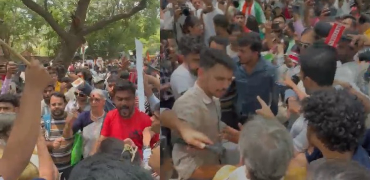സിജെപി പ്രതിഷേധത്തിനിടെ ആനി രാജയ്ക്ക് നേരെ ആക്രമണം; ഒരു സംഘം തള്ളിയിട്ടെന്ന് ആരോപണം
