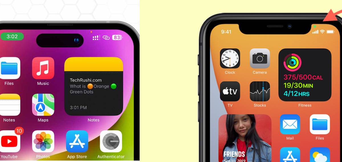 green and orange dots in iphone screen