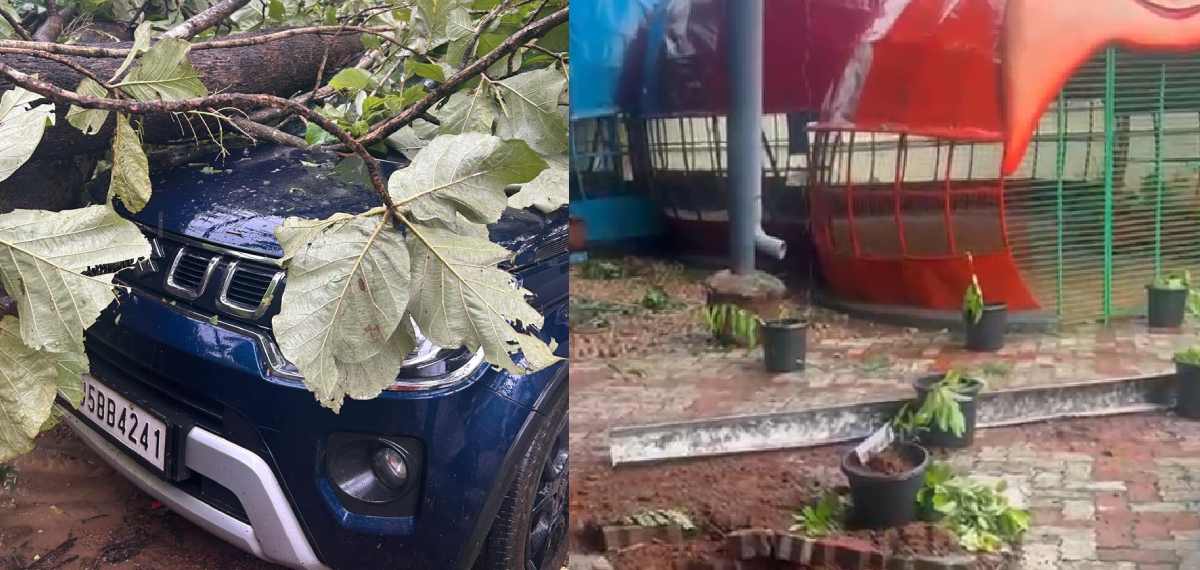 തൃശൂരില് മിന്നല് ചുഴലി, മരങ്ങള് കടപുഴകി വീണു; നട്ടത്തറയില് സ്കൂളിന് ഭാഗിക നാശനഷ്ടം
