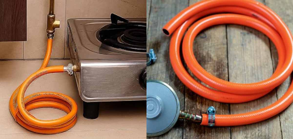 orange color of the pipe in the LPG gas cylinder
