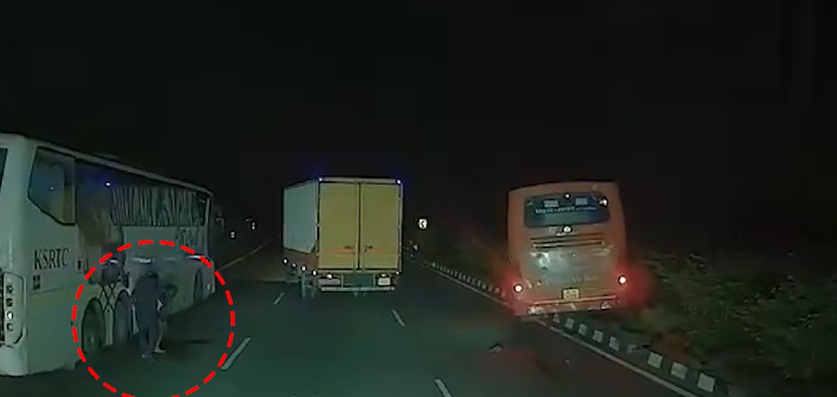 ട്രക്ക് ഇടിച്ചിട്ടയാൾ ബസിന് മുന്നിലേക്ക്; KSRTC ഡ്രൈവറുടെ ഇടപെടലില്‍ അത്ഭുത രക്ഷപ്പെടൽ