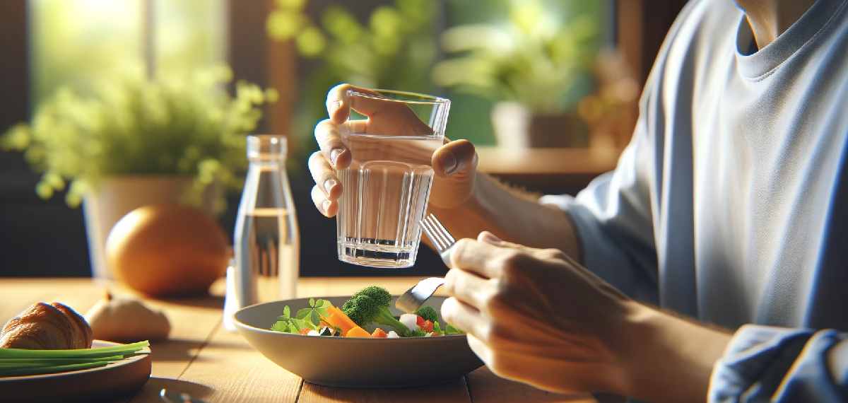 drink water while eating