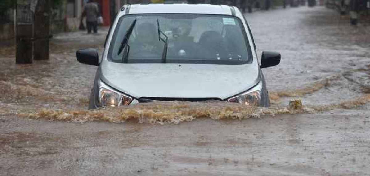 driving a car through water