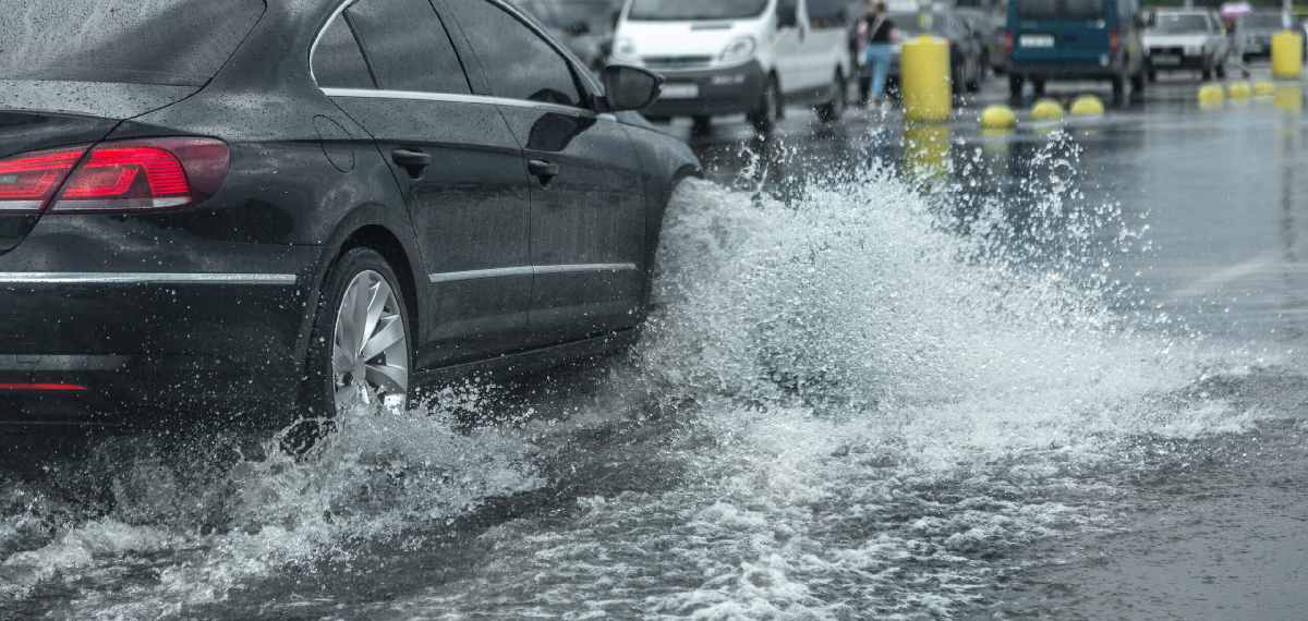 driving a car through water