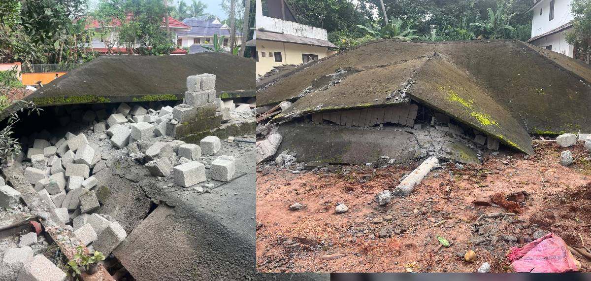 പാലക്കാട് നിര്‍മ്മാണത്തിലിരുന്ന വീട് ഇടിഞ്ഞു താഴ്ന്നു; ആളപായം ഇല്ല