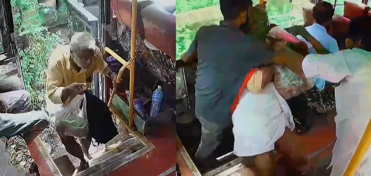 ബസിലേക്ക് കയറുന്നതിനിടെ കാലിടറി, യാത്രക്കാരന് രക്ഷകനായി ക്ലീനര്, വീഡിയോ വൈറൽ