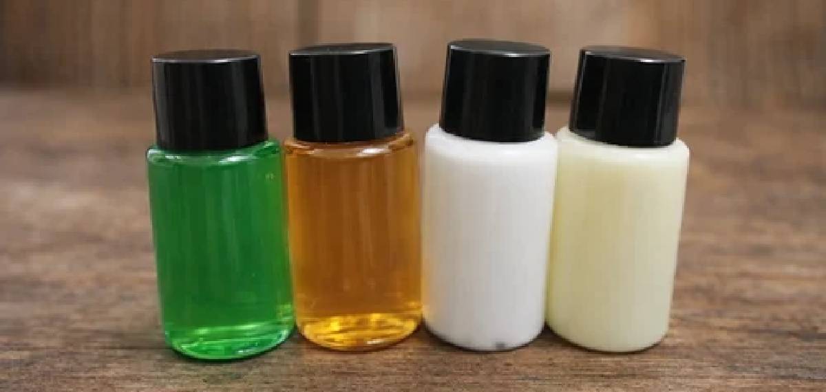 shampoo, soap, and lotion bottles in hotel rooms