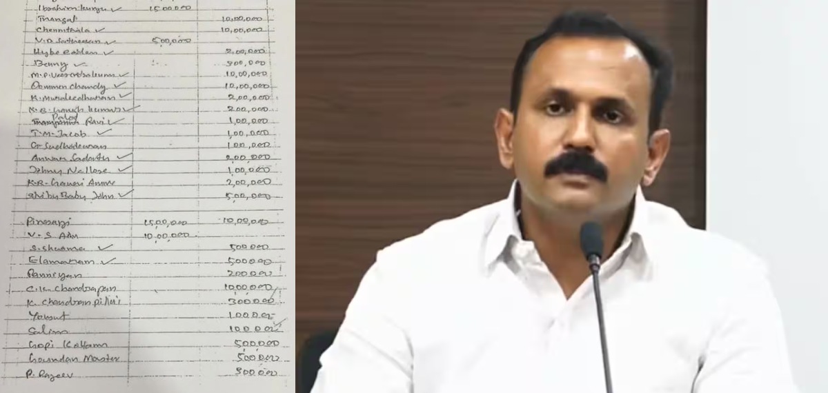 ശശിധരന് കര്ത്തയുടെ ഡയറിയില് വി ഡി സതീശന്റെ പേരും; പേജിന്റെ ചിത്രം പുറത്തുവിട്ട് ഷോണ് ജോര്ജ്