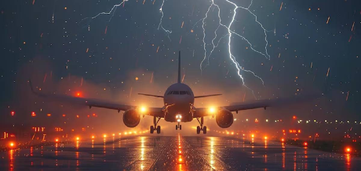 lightning strikes the aircraft