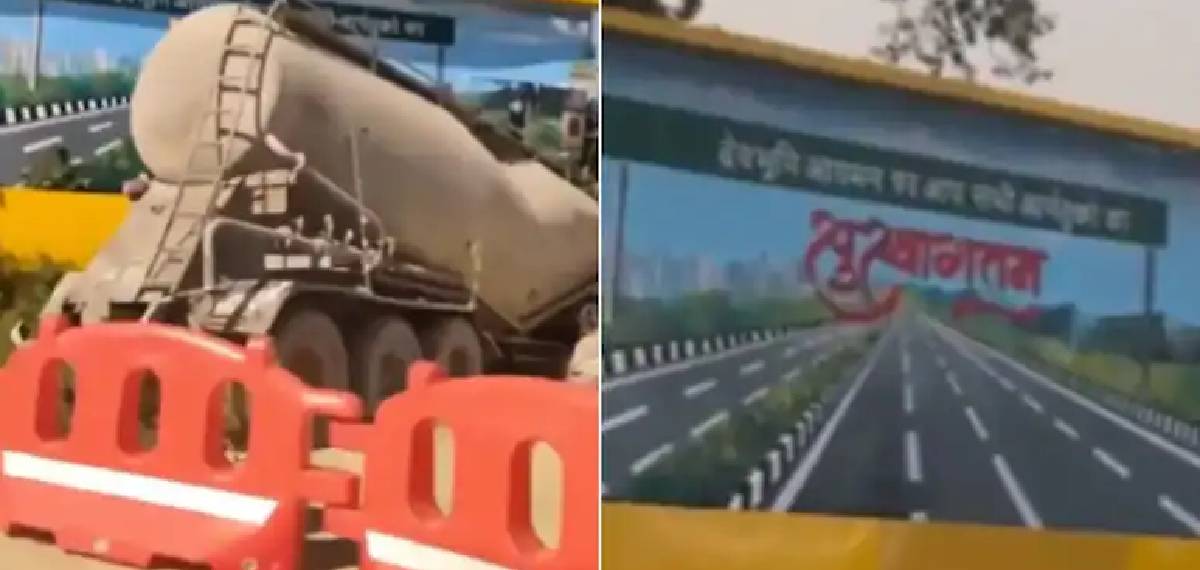 പരസ്യബോർഡിലെ റോഡ് കണ്ട് തെറ്റിദ്ധരിച്ച് ഡ്രൈവർ ട്രക്ക് ഓടിച്ച് കയറ്റി; ഡൽഹി-ഡെറാഡൂൺ എക്സ്പ്രസ് വേയിൽ അപകടം