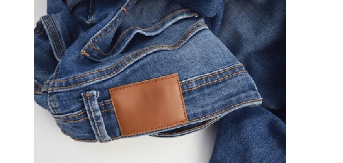 small leather patch on the back of jeans