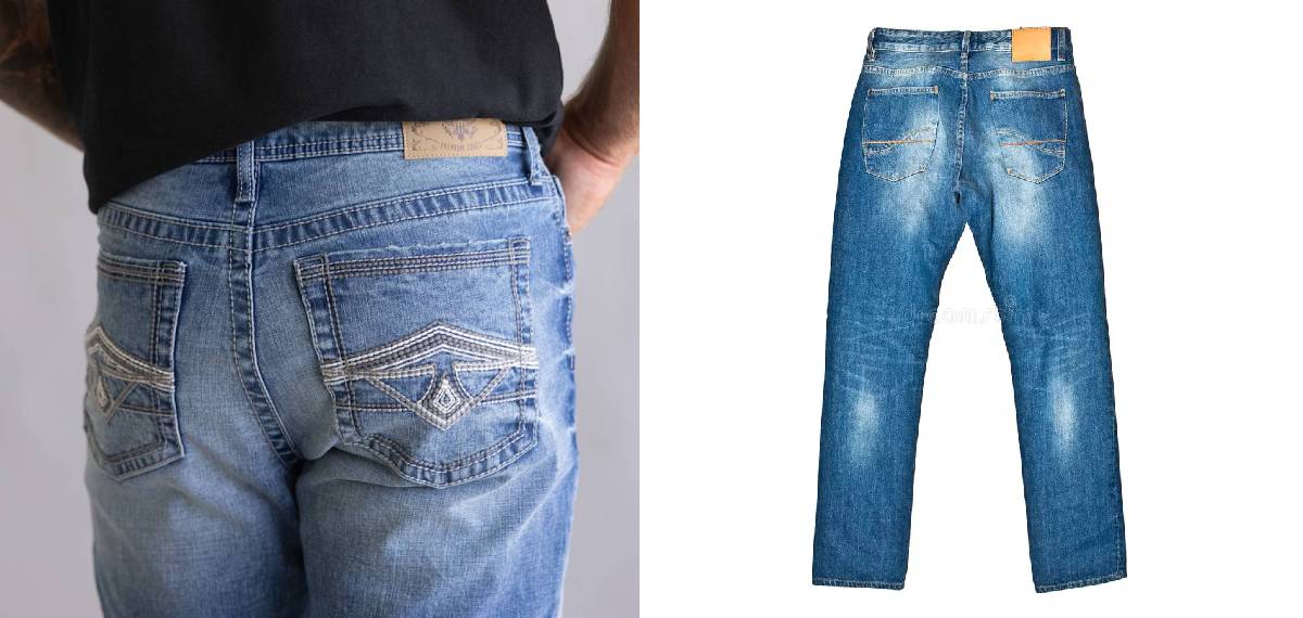 small leather patch on the back of jeans