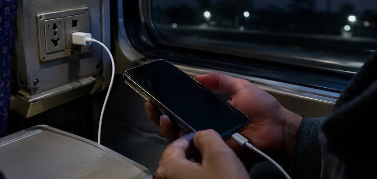 cannot charge your mobile phone on the train