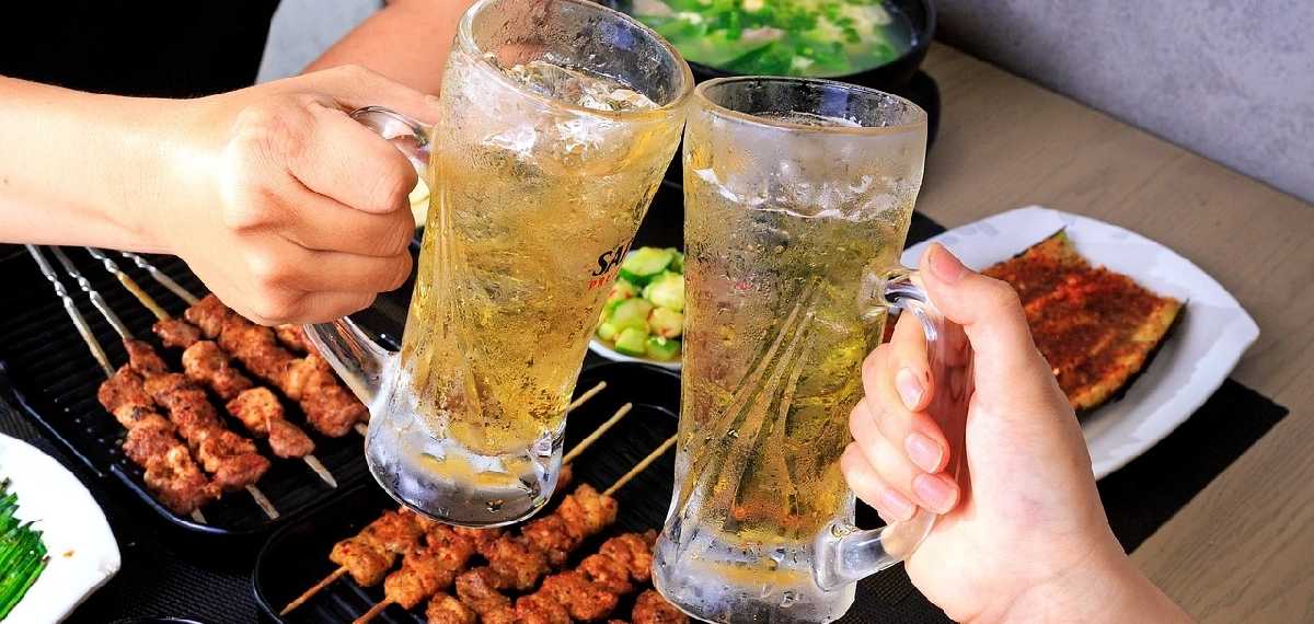 beer and grilled meat