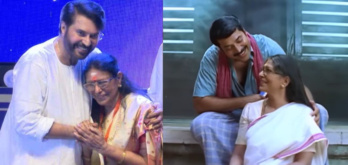 'അമ്മ മനസ്..തങ്ക മനസ്..' ഗാനം പാടി; മമ്മൂട്ടിയുടെ മാറോട് ചേർന്ന് ശാരദാമ്മ