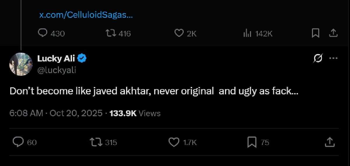 Screenshot of Lucky Ali's comment 