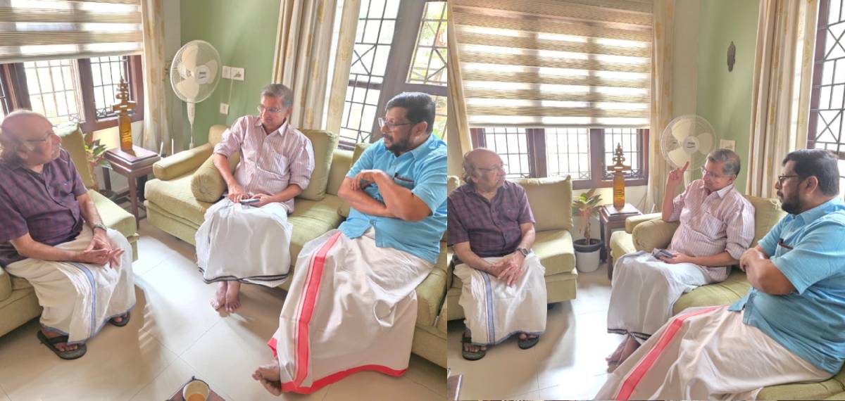 വടൂക്കരയിലെ വീട്ടിലെത്തി സച്ചിദാനന്ദനുമായി കൂടിക്കാഴ്ച നടത്തി CPIM ജില്ലാ സെക്രട്ടറി