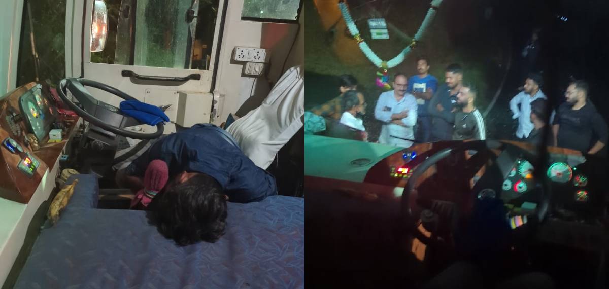 ടൂറിസ്റ്റ് ബസ് ഡ്രൈവര്‍ മദ്യപിച്ച് ബോധരഹിതനായി; യാത്രക്കാര്‍ റോഡില്‍കുടുങ്ങിയത് അഞ്ച് മണിക്കൂര്‍
