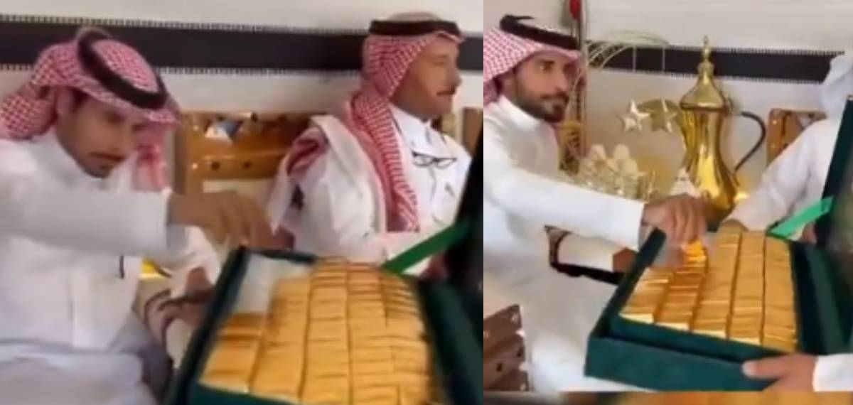 കല്ല്യാണത്തിന് വന്നവര്‍ക്ക് സമ്മാനമായി സ്വര്‍ണക്കട്ടി; സൗദി അറേബ്യയില്‍ നിന്നുള്ള വൈറല്‍ ദൃശ്യങ്ങള്‍