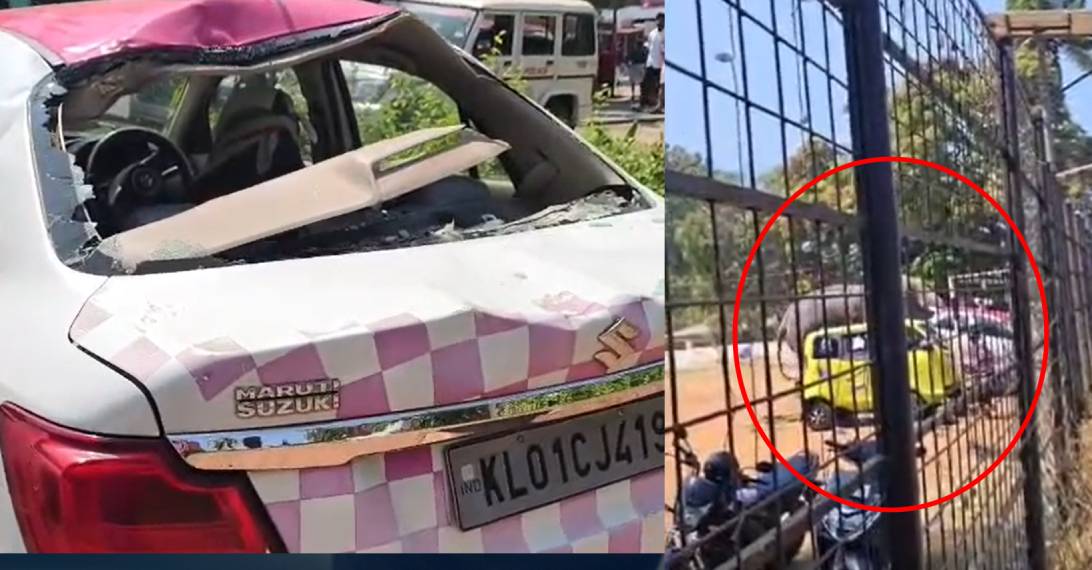 തൃശൂരില്‍ ഉത്സവത്തിനെത്തിച്ച ആന വിരണ്ടോടി; പിങ്ക് പൊലീസിന്റെ കാര്‍ കുത്തിമറിച്ചു