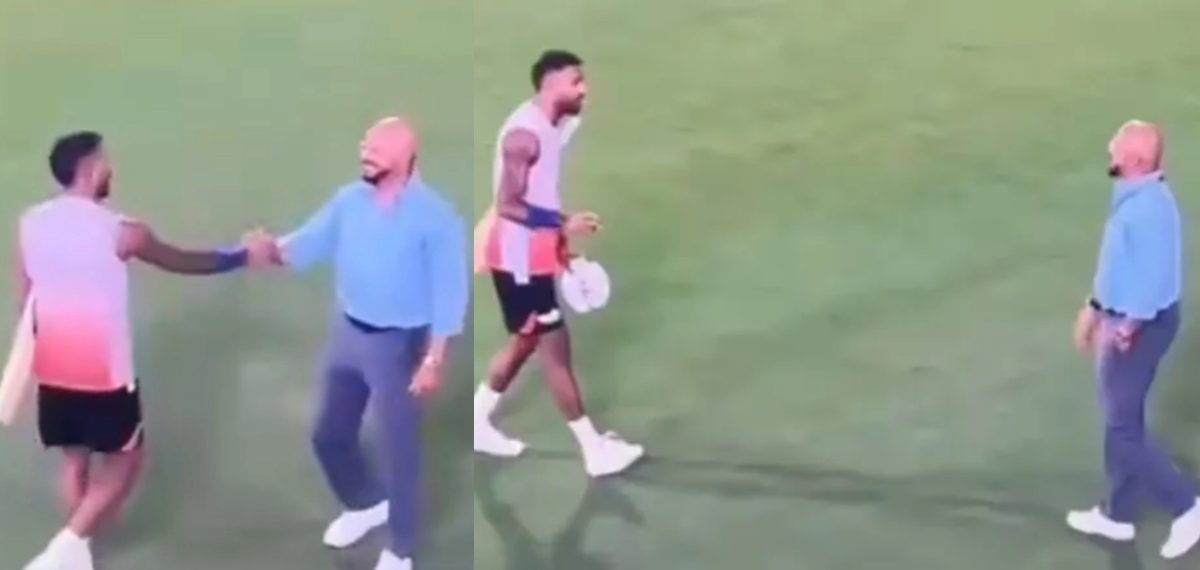 കൈകൊടുത്തതിന് പിന്നാലെ വാക്കുതര്‍ക്കം; മുന്‍ താരത്തിന് നേരെ കട്ടക്കലിപ്പില്‍ ഹാര്‍ദിക്, കാരണമന്വേഷിച്ച് ആരാധകർ