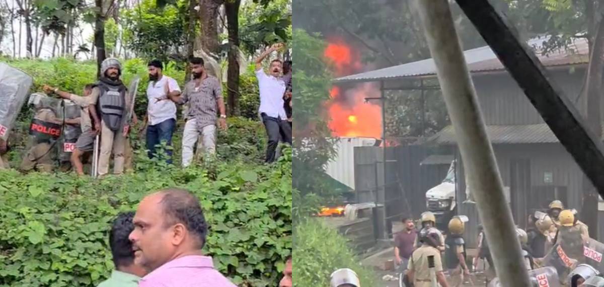 താമരശ്ശേരിയിൽ അറവ് മാലിന്യ സംസ്‌കരണ പ്ലാന്റിനെതിരെ പ്രതിഷേധം; തീയിട്ട് പ്രതിഷേധക്കാര്‍; സ്ഥലത്ത് സംഘർഷാവസ്ഥ