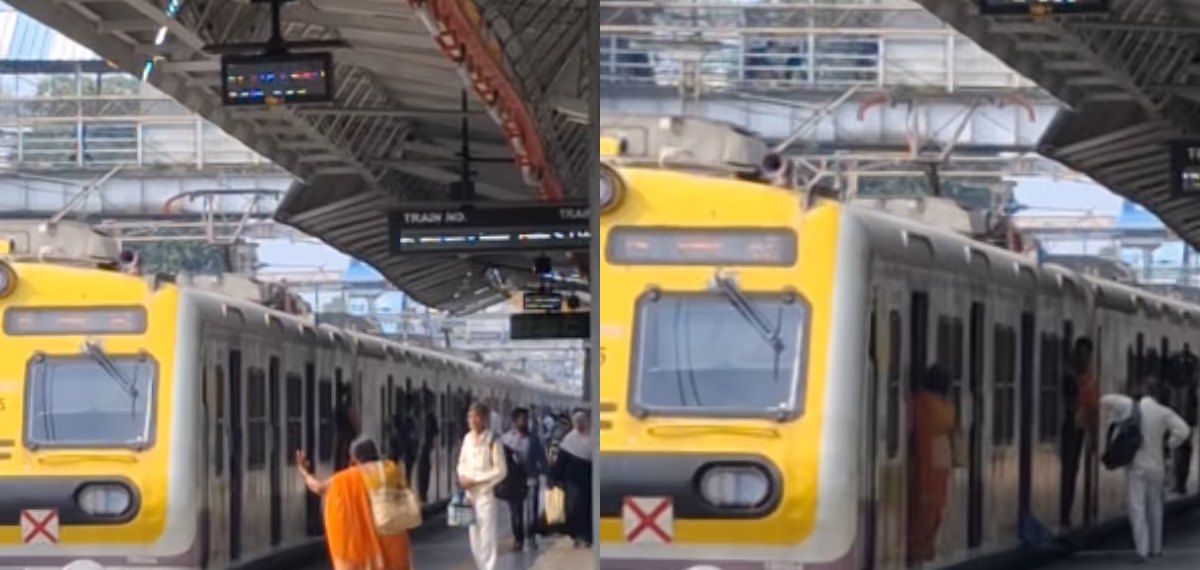 ട്രെയിന്‍ മുന്നോട്ടുനീങ്ങി,വാക്കിംഗ് സ്റ്റിക്കുമായി കയറാന്‍ ശ്രമിച്ച് വയോധിക,സഡന്‍ ബ്രേക്കിട്ട് ലോക്കോ പൈലറ്റ്