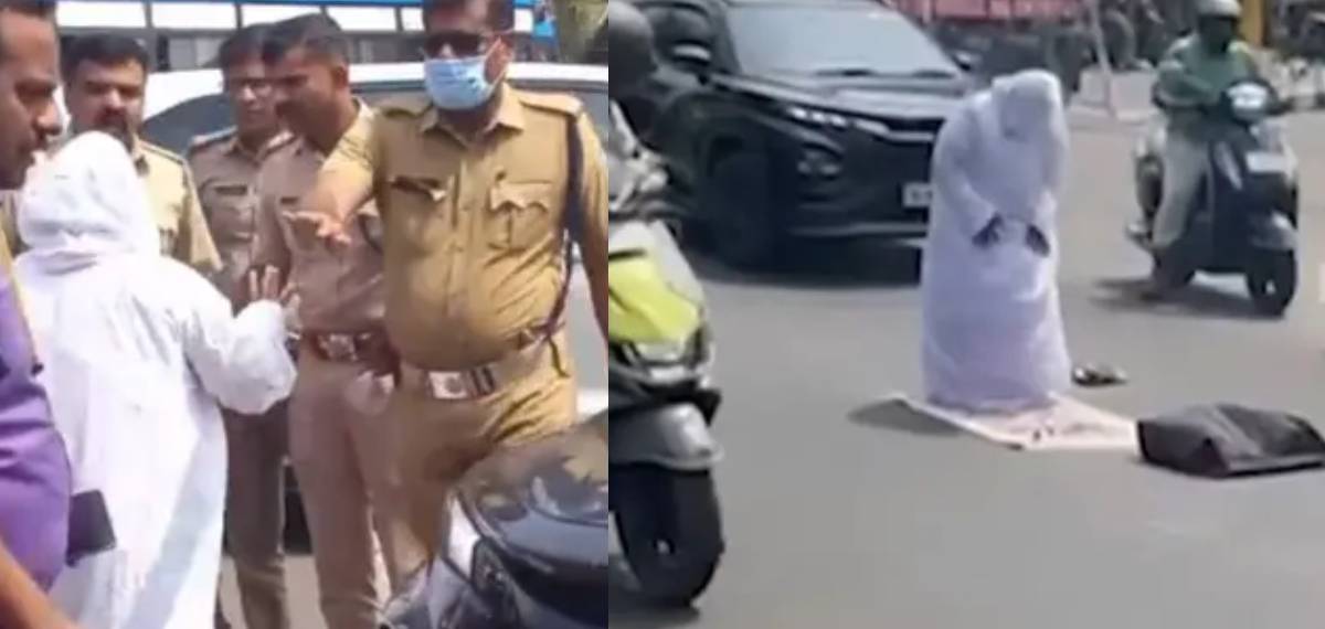 പാലക്കാട് നടുറോഡിലിരുന്ന് സ്ത്രീയുടെ നിസ്‌കാരം; കുടുംബ സ്വത്ത് സംബന്ധിച്ച തര്‍ക്കം ചര്‍ച്ചയാക്കാനെന്ന് സ്ത്രീ