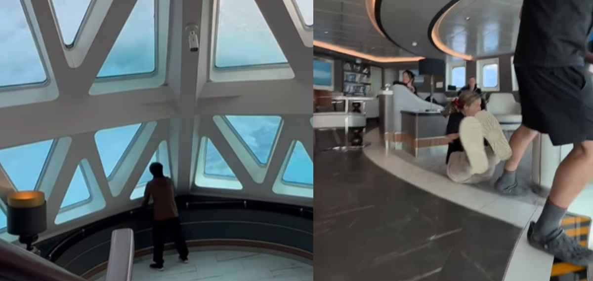 കപ്പലിനെ ഉലച്ച് ഭീമന്‍ തിരമാലകള്‍, പരിഭ്രാന്തരായി യാത്രക്കാര്‍; ഭയപ്പെടുത്തുന്ന വീഡിയോ