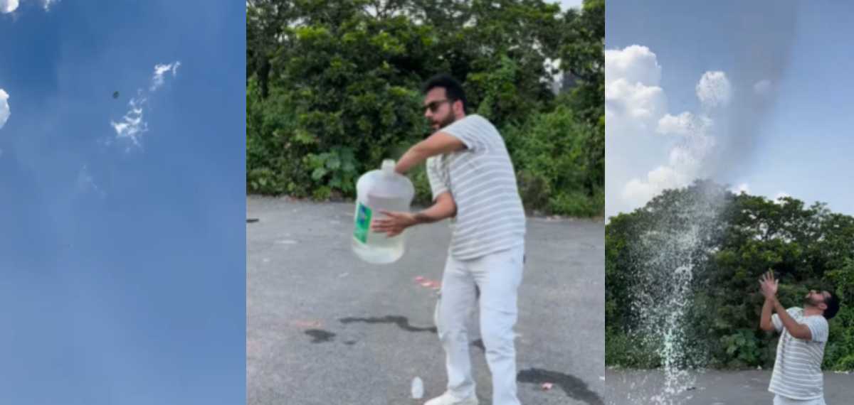 വാട്ടര്‍ കാന്‍ റോക്കറ്റുപോലെ പറന്ന് അന്തരീക്ഷത്തിലേക്ക്; ഇതെന്ത് മറിമായമെന്ന് സോഷ്യല്‍ മീഡിയ|വീഡിയോ