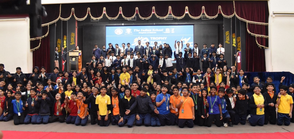 ഐസിസി ടി20 ലോകകപ്പ് ട്രോഫിക്ക് ഇന്ത്യൻ സ്‌കൂളിൽ ഉജ്വല സ്വീകരണം