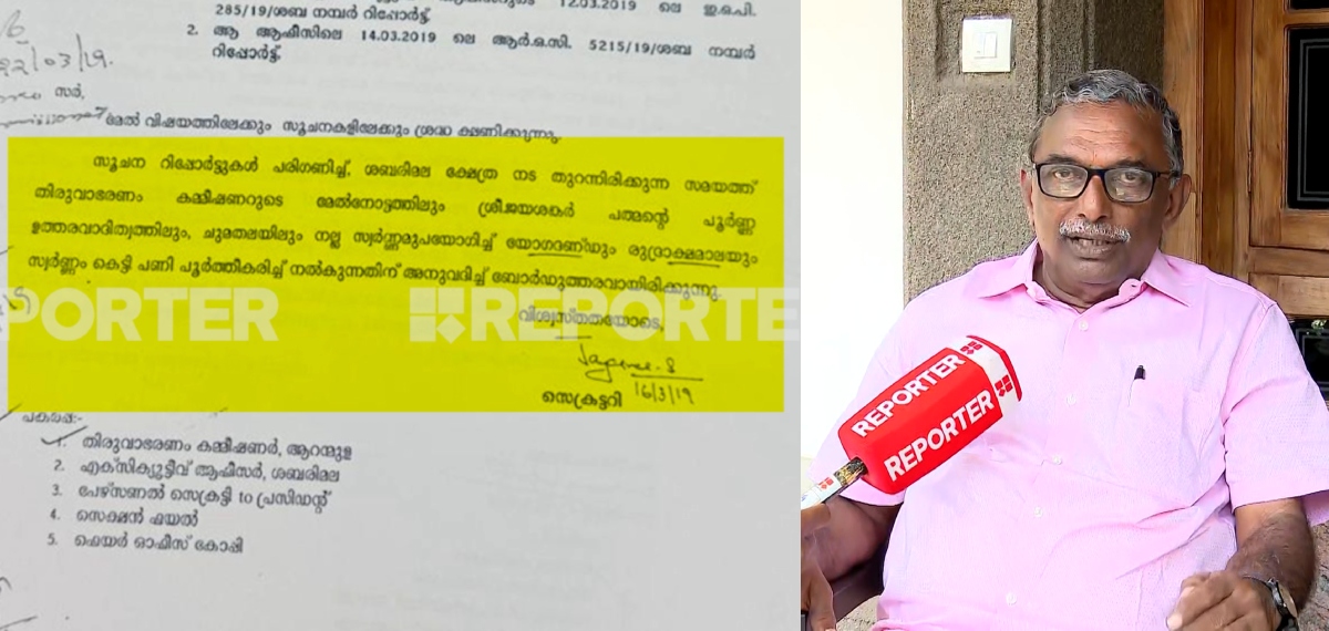 ശബരിമല യോഗദണ്ഡ് സ്വർണം പൂശാൻ ചുമതല നൽകിയത് പത്മകുമാറിന്റെ മകന്; ദുരൂഹത, സ്‌പോണ്‍സർ മാത്രമെന്ന് വിശദീകരണം